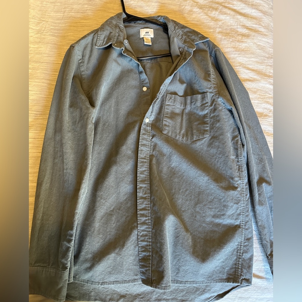 Blue Corduroy Button Up Shirt